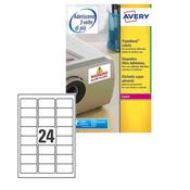 Poliestere adesivo extra L6141 bianco 20fg A4 63,5x33,9mm (24et/fg) laser Avery