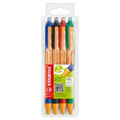 Astuccio 4 penna a sfera a scatto POINTBALLÂ® GREEN STABILO 4colori