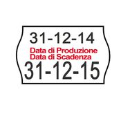 PACK 10 ROTOLI 1000 ETICH. 26x16mm ONDA "data produz..." BIANCO PERM. Printex
