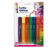 Blister colla glitter 6 penne 10,5ml colori pastello assortiti DECO
