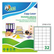 Etichetta adesiva LP4W bianca 100fg A4 47,5x35mm (32et/fg) Laser Tico