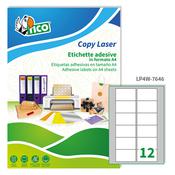 Etichetta adesiva LP4W bianca 100fg A4 76,2x46,4mm (12et/fg) Laser Tico