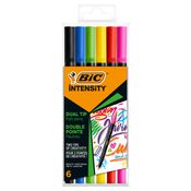 Astuccio 6 pennarelli Intensity dual tip brush colori assortiti Intense BIC