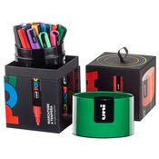Gift Box c/coperchio verde 18 marcatori Uni Posca PC5M p. media col.ass. UNI