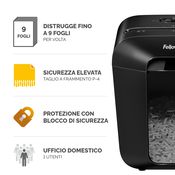 FELLOWES Distruggi documenti manuale a frammento LX50, 9 fogli, Uso moderato 1 utente, Cestino 17 litri, Nero