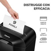 FELLOWES Distruggi documenti manuale a frammento LX50, 9 fogli, Uso moderato 1 utente, Cestino 17 litri, Nero
