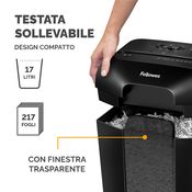 FELLOWES Distruggi documenti manuale a frammento LX50, 9 fogli, Uso moderato 1 utente, Cestino 17 litri, Nero