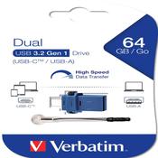 Verbatim USB Drive 3.0 Store GO Dual Drive 3.0 / USB C 64GB