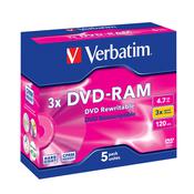 SCATOLA 5 DVD-RAM 43450 4.7GB3X 4,7 BARE DISC SERIGRAFATA JEWEL CASE